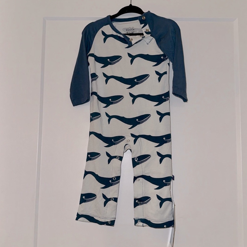 Kickee Pants Bamboo long sleeve raigan romper NWT.